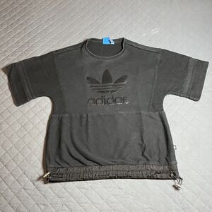 Adidas Women’s Black Logo T-Shirt Short Sleeve Round Neck Drawstring Hem Size XS